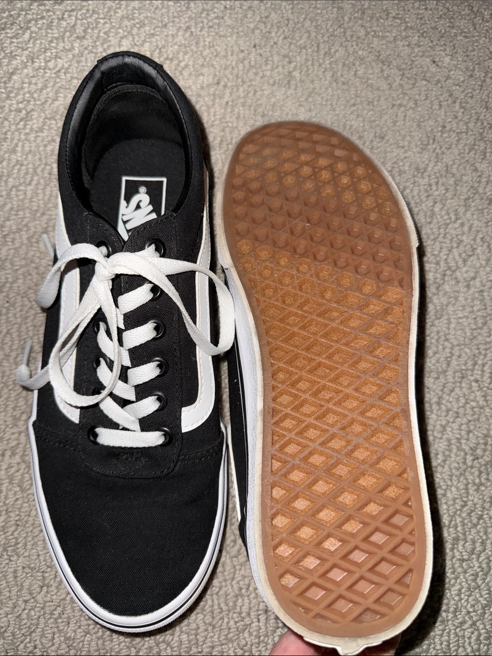 Womens Black and White Vans Low-Top Sneakers - Picture 3 of 3